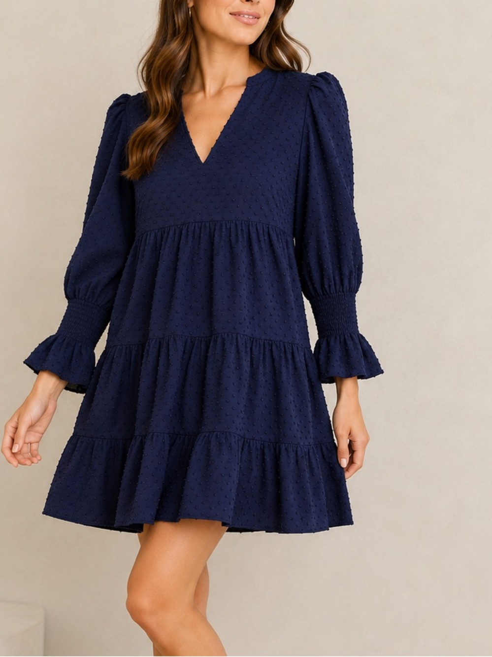 Pomander Place Navy Swiss Dot Kenzo Dress NWT Cotton Tiered Mini Tuckernuck